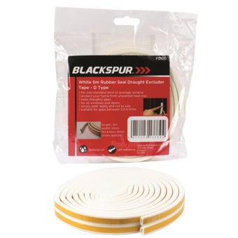 Rubber Seal Draught Excluder Tape D Type - White 5m