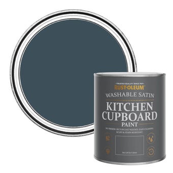Rust-Oleum Evening Blue Satin Kitchen Cupboard Paint 750ml I Water-Based Durable Interior Paint for Cabinets and Furniture