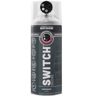 Rust-Oleum Switch Anthracite Gloss Multi-Surface Spray Paint 400ml – 5-in-1 Adjustable Nozzle