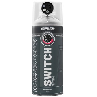 Rust-Oleum Switch Anthracite Satin Multi-Surface Spray Paint 400ml – 5-in-1 Adjustable Nozzle
