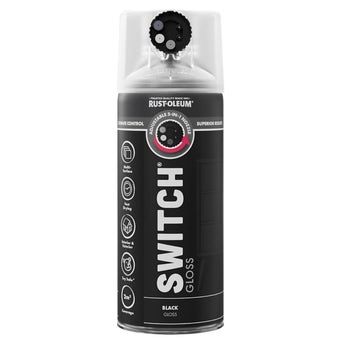 Rust-Oleum Switch Black Gloss Multi-Surface Spray Paint 400ml – 5-in-1 Adjustable Nozzle