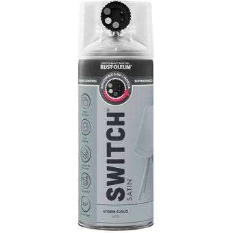Rust-Oleum Switch Storm Cloud Satin Multi-Surface Spray Paint 400ml – 5-in-1 Adjustable Nozzle