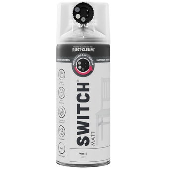Rust-Oleum Switch White Matt Multi-Surface Spray Paint 400ml – 5-in-1 Adjustable Nozzle