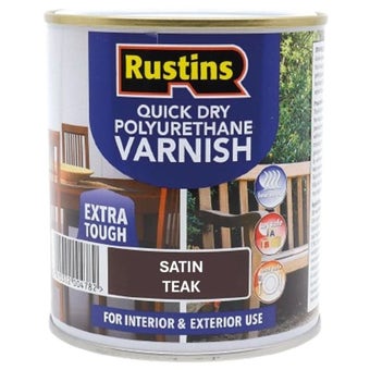 Rustins Quick Dry Polyurethane Varnish Extra Tough Satin Teak 2.5L