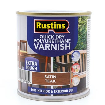 Rustins Quick Drying Polyurethane Varnish Satin Teak 1L
