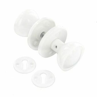 Securit White Plastic Mortice Door Knob Set - 60mm