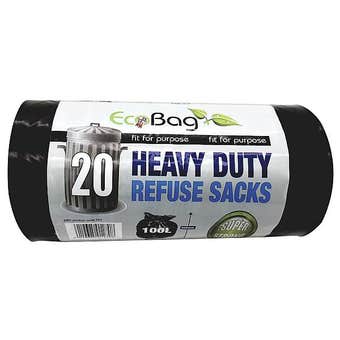 Eco Bag 20pc 100L Heavy Duty Refuse Sacks