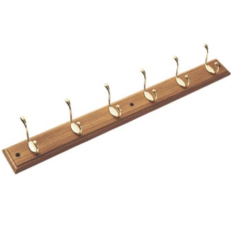 Salford 6 Hook Pine & Brass Hat & Coat Rack – Elegant & Functional Wall-Mounted Storage Solution