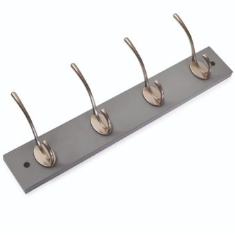 Salisbury 4 Hook Grey & Satin Nickel Coat Rack – Elegant & Practical Wall-Mounted Storage
