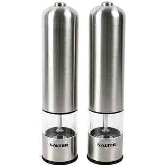 Salter Stainless Steel Electronic Salt & Pepper Mill Set