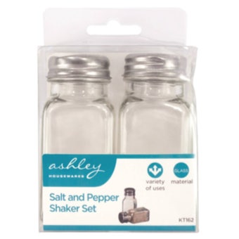 Ashley Salt & Pepper Shaker Set – Classic Glass and Aluminium Design for Everyday Dining