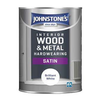 Johnstones Hard Wearing Satin Paint - Brilliant White 1.25L
