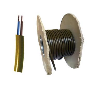 Gold 2 Core Flat Electrical Flex Cable - 0.5 sqmm - Price Per Metre