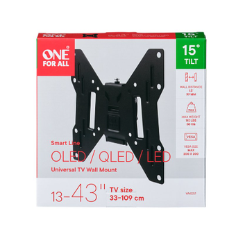 One For All Tilt TV Wall Bracket 13 to 43 Inch – Universal Slim Mount with 15° Tilt for LED LCD Plasma Screens