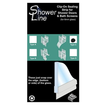 Clip On Sealing Strip Type C For Shower Doors and Bath Screens