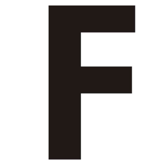 Black Helvetica Bold Condensed Style Vinyl Letter F - 75mm