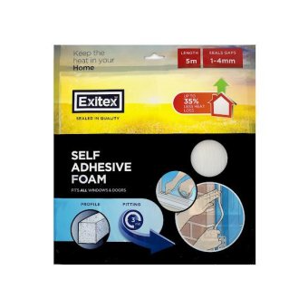 Exitex Extra Wide Self Adhesive Foam Draught Excluder - Brown 5m
