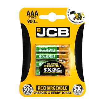 JCB Rechargeable Batteries AAA 900Mah 4 Pack