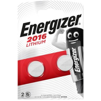 Energizer Button Cell Batteries CR2016 3V Lithium Pack of 2