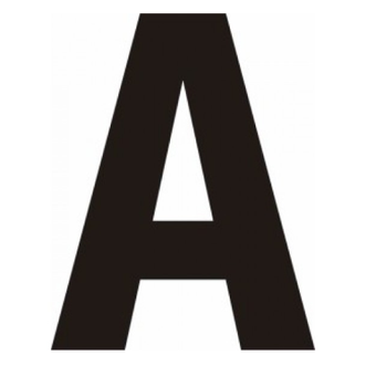 75mm Black Helvetica Bold Condensed Style Vinyl Letter A