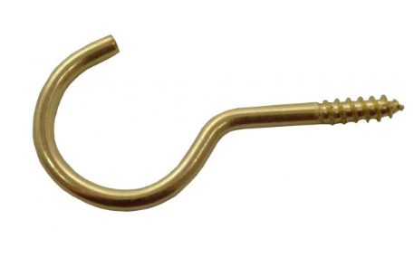 EB Brass Plated unshouldered Cup Hooks - 50mm