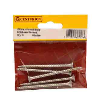 Centurion 5 x 70 Stainless Steel Csk Chipboard Screws - Pack Of 5