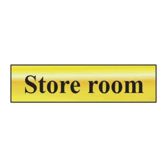 Self-Adhesive PVC Store Room Sign Polished Gold Effect - 200mm x 50mm