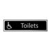 Self-Adhesive PVC Toilets (Disabled Logo) Sign Black And Polished Chrome Effect - 200mm x 50mm