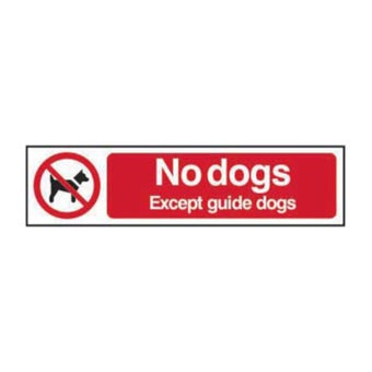 Self-Adhesive Semi-Rigid PVC No Dogs Except Guide Dogs Sign - 200mm x 50mm
