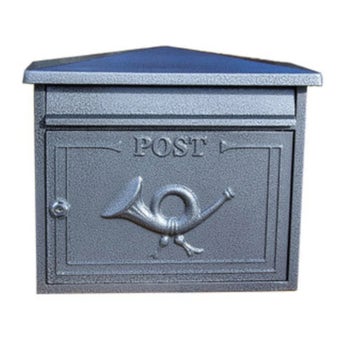 Shannon Antique Silver Cast Aluminium Wall Mounted Postbox with Secure Key Lock and Weatherproof Finish