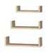 Set 3 Floating U Shelf Kit Oak