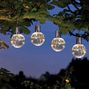 Smart Garden Eureka Orb Hanging Solar Light Bulb Lantern Tree LED Firefly - Pack of 4