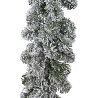 Snowy Imperial Christmas Garland 270 x 20 cm – Green and White