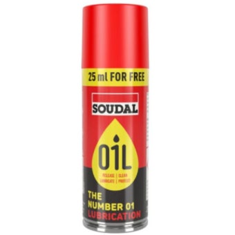 Soudal O1L Lubricating Multipurpose Spray 200ml – 4-in-1 Penetrating Lubricant, Cleaner and Protector