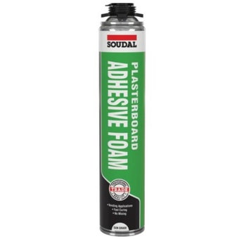 Soudal Plasterboard Adhesive Foam Gun Grade 750ml | Fast Curing PU Adhesive for Dry Lining