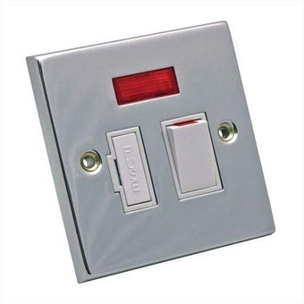 Fused Switched Spur 13Amp with Neon Chrome White Inserts