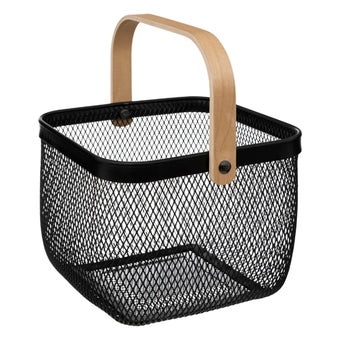 Square Basket with Handle - Black