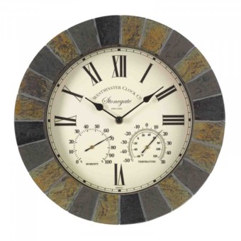 Stonegate Wall Clock & Thermometer 14"
