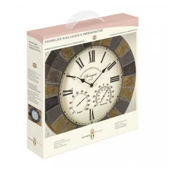 Stonegate Wall Clock & Thermometer 14"