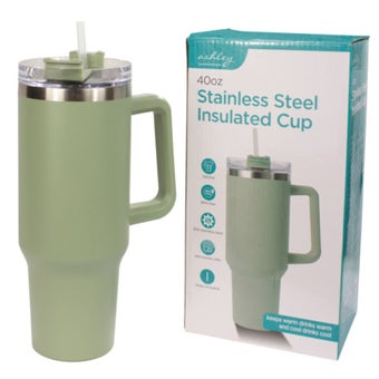 Stainless Steel Insulated 40Oz Cup With Straw - Sage