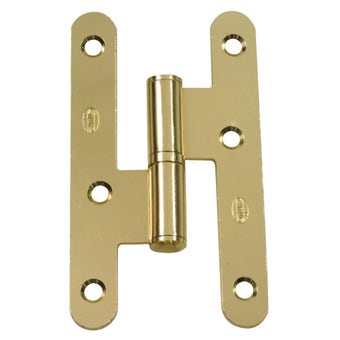 Steel Left Hinge Brass Finish, Round Corners with Flat Head & Washer
