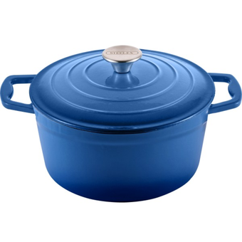 Steelex Blue Round Cast Iron Casserole 20cm - 2.7L