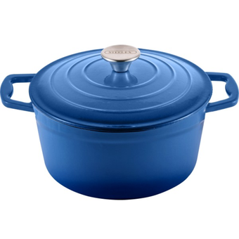Steelex Blue Round Cast Iron Casserole 20cm - 2.7L