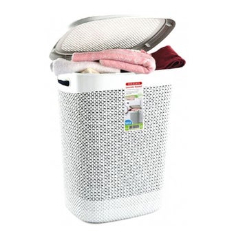Steelex Laundry Basket with Lid 52L - Cream