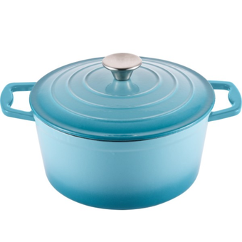 Steelex Teal Round Cast Iron Casserole 20cm - 2.7L