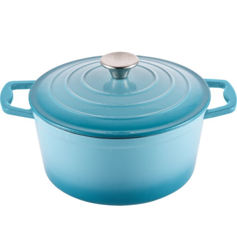 Steelex Teal Round Cast Iron Casserole 20cm - 2.7L