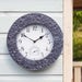 Stonegate 12 Inch Granite Effect Wall Clock with Built-In Thermometer for Indoor and Outdoor Use