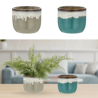 Stoneware Plant Pots - 2 Set