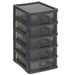 5 Drawer Storage Unit Grey | Compact Plastic Organiser with Drawers