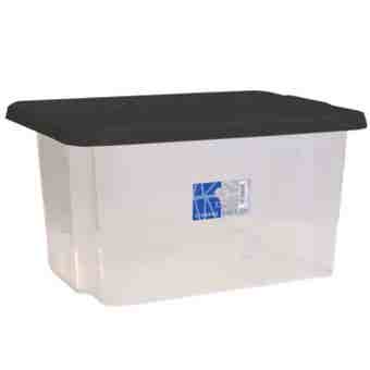 TML Car Boot Clear Storage Box & Black Lid - 35L